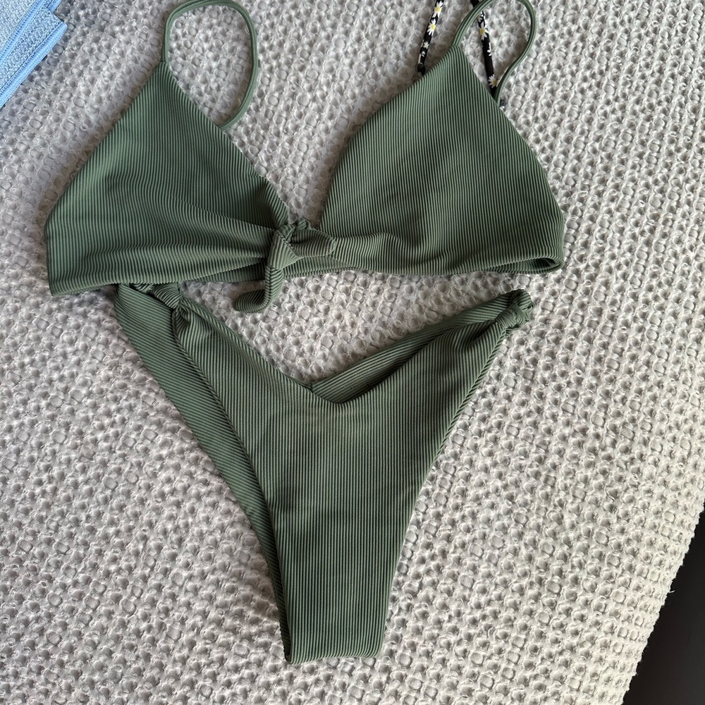 Skatie Green Ribbed Bikini